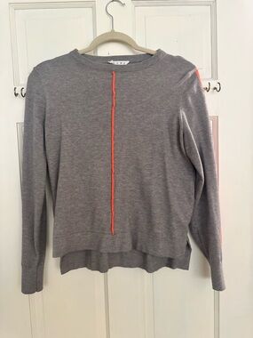 THML Gray Crewneck Sweater with Neon Orange Trim